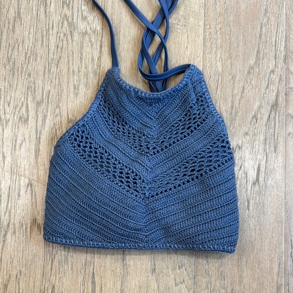 Xhilaration Juniors Crochet High Neck Strappy Bikini Top Size Medium - Picture 2 of 5